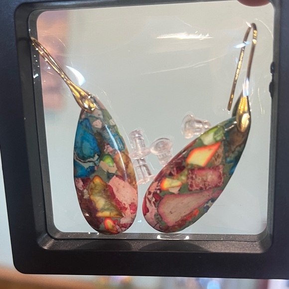 Elegant Teardrop Hoop Earrings Gold - Picture 6 of 9